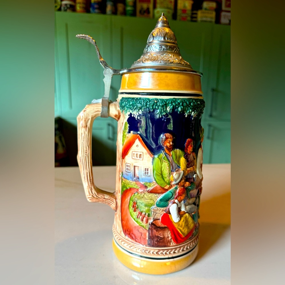Vintage Gerz Dance of the Mountain Beer Stein with Pewter lid.